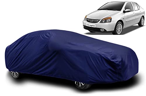 Image of AUCTIMO Tata Indigo Car Cover Waterproof /Indigo Car Cover /Tata Indigo Body Cover Waterproof with Triple Stitched Fully Elastic Ultra Surface Body Protection (Navy Look)