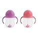 Munchkin® Any Angle™ Weighted Straw Trainer Cup with Click Lock™ Lid, 7 Ounce, 2 Pack, Pink/Purple