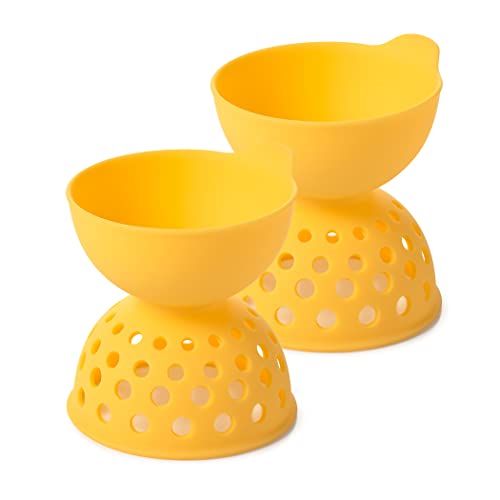 OXO Good Grips Eier-Pochierer 2-teiliges Set aus BPA-freiem Silikon, gelb – perfekt pochierte Eier für Avocadotoast und mehr