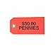 BankSupplies Printed Coin Bag Tags, Red, $50 Pennies, 1.88” x 3.75”, Box of 1000 – Hang Tags for Labeling, Coin Label Tags for Business Organization, Money Denomination Tags, Coin Bag Label
