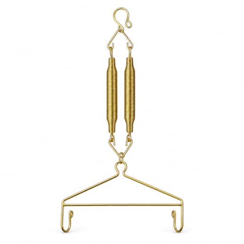 Image of Combo Set Baby Cradle Spring and Hanger | Up to 15 Kg | for Swing Jhula Straight Hanging Spring for, Thottil Hook Jhoola Palna (Gold, Without Hole)