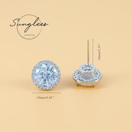CZ Halo Stud Earring Simulated Diamond Cubic Zirconia Hypoallergenic 925 Silver Post for Women Men2