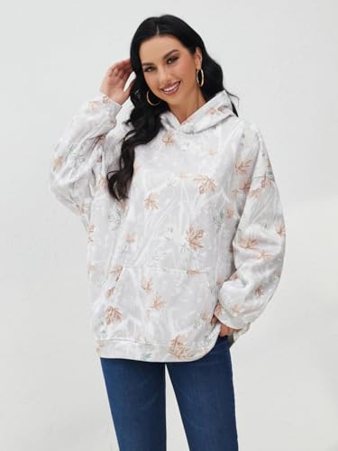 Image of Dsewpaur Camo Hoodie For Women Oversized Long Sleeve Drop Shoulder Fleece Hooded Sweatshirt Pullover With Pocket Outfits