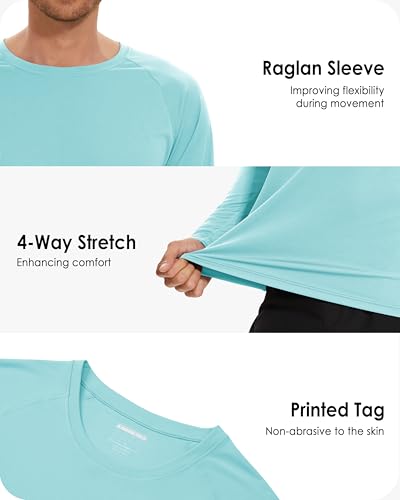 Image of Boladeci Men's UPF 50+ Sun Protection UV SPF Shirts Long Sleeve Lightweight Quick Dry Swim T-Shirts Rash Guard
