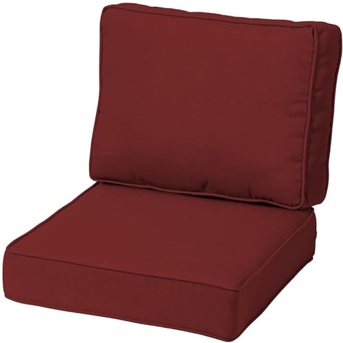 Juego de cojines impermeables para sillas de exterior, con cremallera y correas antideslizantes, 50 x 50 cm, ideal para muebles de patio, jardín, camping (clarete)