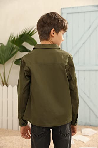 Image of Boys Button Down Coat Long Sleeve Casual Jacket Basic Outerwear with Pockets