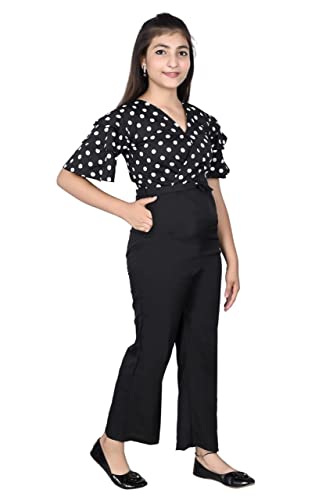 Image of Girls Flared Sleeves Printed Jumpsuit-66