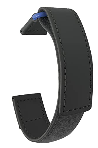 Bandini Hook and Loop Watch Band for Omega Speedmaster MoonSwatch & More, 2 Piece Waterproof Nylon Sports Watch Strap for men, Plastic Loop Clasp - Black and Blue, 20mm