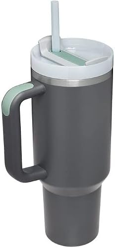 40 OZ Insulated tumbler with straw, Double Vacuum Stainless Steel Water Bottle for Home, Office or Car - Iced Coffee Cup Reusable,Thermos Travel Coffee Mug,Keep Hot/Cold for Hours (Grey)