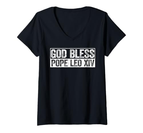 Mujer God Bless Pope Leo XIV Americas Pope Leo Camiseta Cuello V