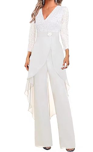 Chiffon Lace Mother Of The Bride Pant Suits