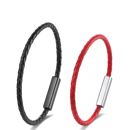Set de 2 Pulseras Trenzadas de Cuero para Parejas miniatura 1