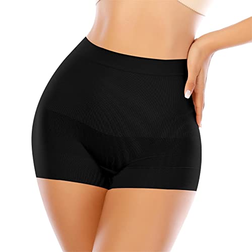 Image of Werena Seamless Shaping Boyshorts Panties for Women Tummy Control Shapewear Slip Shorts Under Dress Underwear (Black-3,XXL)