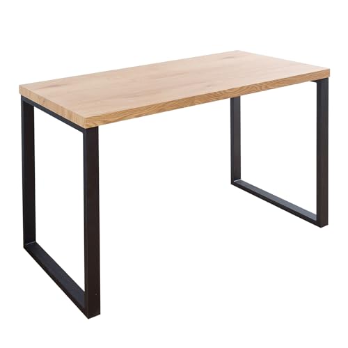 Design Laptoptisch Oak Desk Eiche Optik Vintage Gestell Eisen Schwarz Schreibtisch Konsolentisch Büro Tisch