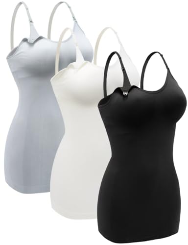 Image of Womens Seamless Nursing Tank Tops for Women Breastfeeding Maternity Cami Bra