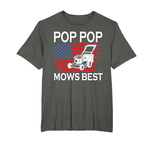 Pop Pop Mows Best Riding Mower Retro Mowing Dad 4th Of July Women Men T-Shirt