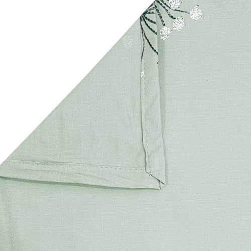 Image of Swayam Mercerized Pure Cotton Single Bedsheet with 1 Pillow Cover | Size 60 x 90 inch | 250 TC | Floral Design | Soft Breathable Bed Sheet | Comfortable & Durable for Bedroom - Green