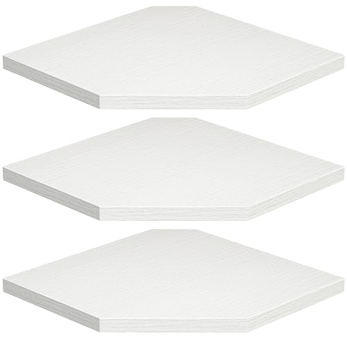 Image of Fun Memories Corner Shelf Wall Mount, Floating Corner Shelves, Set of 3 Corner Wall Shelf Organizer, Rustic Wood Wall Storage Display Shelves for Living Room Bedroom Bathroom Kitchen, Rustic White
