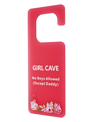 Image of Girls Bedroom Decorative Sign Pink No Boys Allowed Except Daddy Door Hanger Signs 4 Inches x 9.9 Inches Acrylic