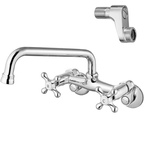 Airuida Chrome Polish Wall Mount Kitchen Faucet,8 Inch(20cm) Spout