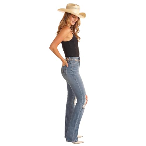 Rock & Roll Denim and Mid Rise Distressed Bootcut Jeans2