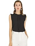 Allegra K Women's Business Casual Blouse Office Work Shirts Vintage Sleeveless Interview Professional Blouses Top Medium Black