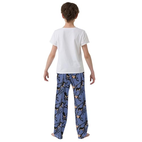 ZZXXB Cartoon Monkey Jumping Boys Long Pants Soft Trousers Elastic Waist Kids Lounge Bottoms with Pockets S-XL3