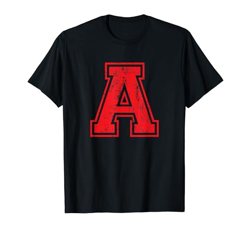 Letter A Uppercase Alphabet Initial Classic School College Maglietta