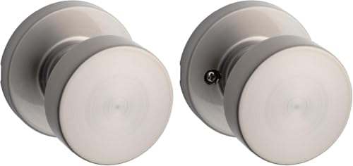 Image of Kwikset Pismo Interior Passage Door Knob, Handle for Closet and Hallway Doors, Non-Locking Doorknob in Satin Nickel, with Microban Protection (Pack of 10)
