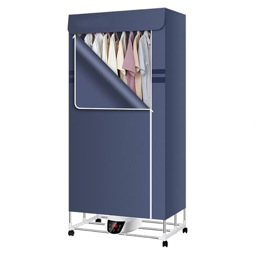 WXJHNYBS Heated Clothes Airer Electric, Intelligent Constant Temperature Remote Control Heated Clothes Rack, Time Saving Foldable Heated Airer Clothes Dryer Rainy Weather,Blue