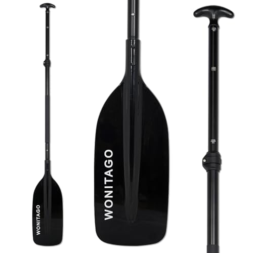 WONITAGO Canoe Paddles Aluminum Paddle with Plastic Blades Floating Adjustable Canoeing and Boating Oars, 122-152 cm/4-5 Ft, Black