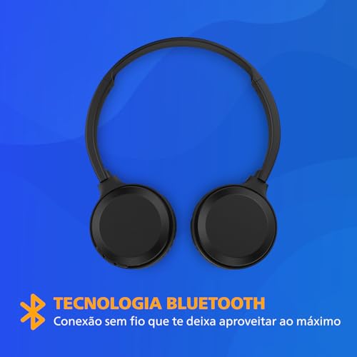 Headphone Philips bluetooth on-ear com microfone e energia para 15 horas na cor preto TAH1108BK/55 glide