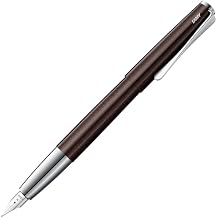 قلم حبر Lamy Studio Premium 069 من الفولاذ المقاوم للصدأ في طلاء لامع تشطيب وغطاء من الصلب المصقول M على شكل مروحة بما في ذلك خرطوشة حبر T 10 Blue