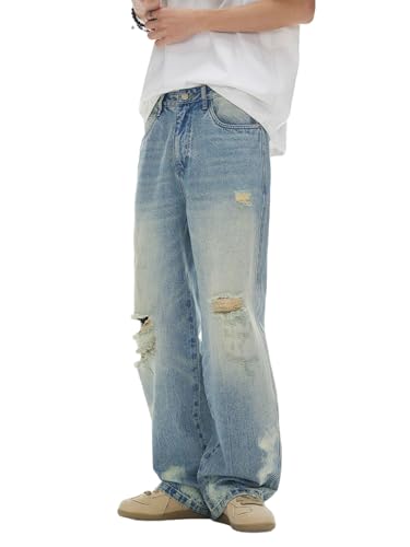 QISOAR Men's Ripped Classic Loose Fit Pants4