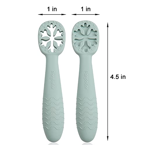 PandaEar Snowflake Design Baby Spoon Set (4 Pack), Green,pink - Image 2