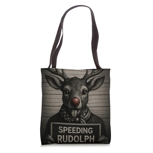 Speeding Rudolph – Funny Christmas Reindeer Mugshot - Sigma Tote Bag