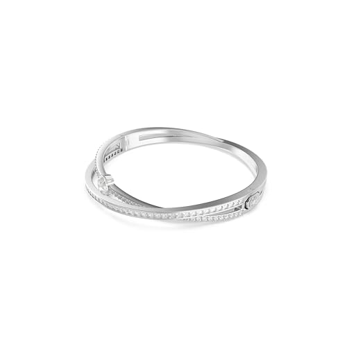 Swarovski Hyperbola Bangle, Mixed cuts, Clear, Rhodium Finish2