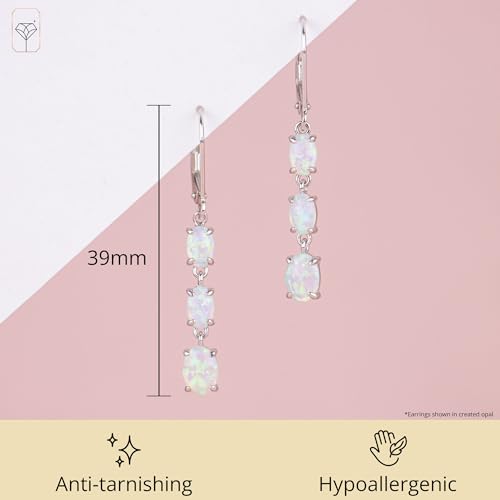 925 Sterling Silver Dangle Earrings for Women | Hypoallergenic Birthstone Earrings with Leverback | Simulated Gemstone Dangle Drop Earring by MAX + STONE3