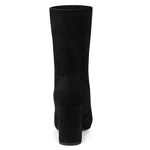 Allegra K Women's Block Heel Foldable Stretch Black Ankle Boots - 7.5 M Us #TOP2