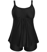 Holipick Plus Size Two Piece Tankini Swimsuits for Women Flowy Swimdress Tummy Control Bathing Su...