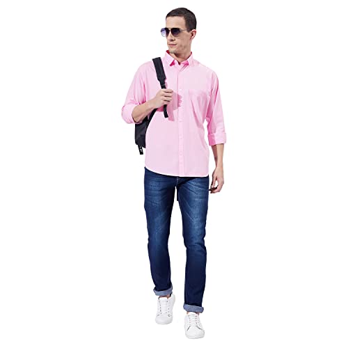 Image of Ben Martin Men's Cotton Regular Collar Shirt with Chest Pocket || Classic Collar, Slim Fit, Casual & Formal Wear || Soft & Breathable Fabric || Full Sleeve Shirt for Men