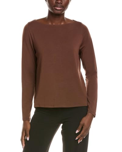 Eileen Fisher Womens Bateau Neck Top, XL, Brown