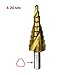 Produktbild Spiral Groove Stufenbohrer Holzverarbeitung Metallbohrer Titanlegierung Spiral Groove-Stufenbohrer 4-12/4-20/4-32mm Schritt Cone Schneidwerkzeugstahl (Color : 4 20 Triangle LX)