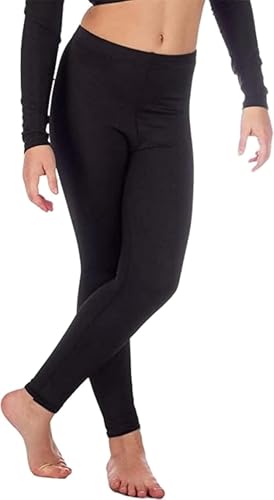 Image of KIKFIT Girls Gymnastics Leggings Kids Dance Yoga Full Length Tights Ages 5-14 (as8, Regular, Black 11-12 Years)