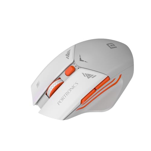 Image of Portronics Vader Pro Wireless Gaming Mouse with 2.4 GHz Receiver, 6 Buttons, Thumb Support, High-Precision Tracking, Ergonomic Comfort, Adjustable Optical DPI for Laptop, PC, Mac(Stone Grey)