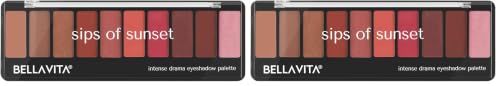 Image of BELLAVITA Intense Drama Eyeshadow Palette | 10 Blendable Shades | Matte, Shimmer & Satin Finishes | Long-Wear, Crease-Proof, Smudge-Resistant | Lightweight & Buildable | Sips of Sunset | 10g