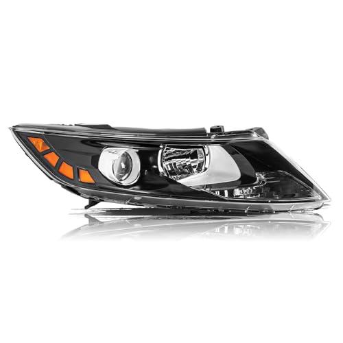 Aosky Compatible With 2011-2013 Kia Optima Headlights Halogen Headlamp Assembly Black Housing with Amber Reflector Right Passenger Side