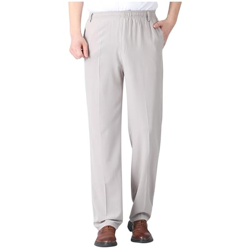 Mens Dress Pants Straight Leg Suit Pants Classic Flat Front Work Trousers Casual Business Non-lron Pant Elastic Waist