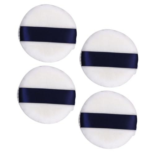 VICASKY Fluffy Foundation Powder Puff Set 4pcs Round Makeup Ribbon Non-sticky Great for Travel