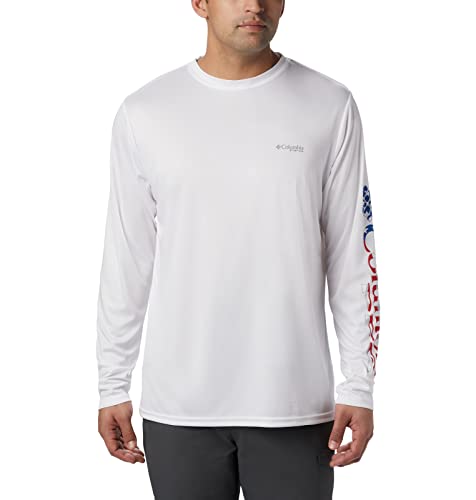 Columbia Men's Terminal Tackle PFG Sleeve™ Long Sleeve Shirt, White, Stars & Stripes, XX-Large
